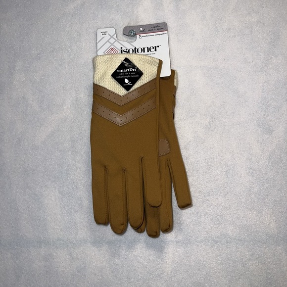 Isotoner Women's Rib Knit Spandex Winter Gloves Size:  S/M New with tag Buckskin - Picture 1 of 4